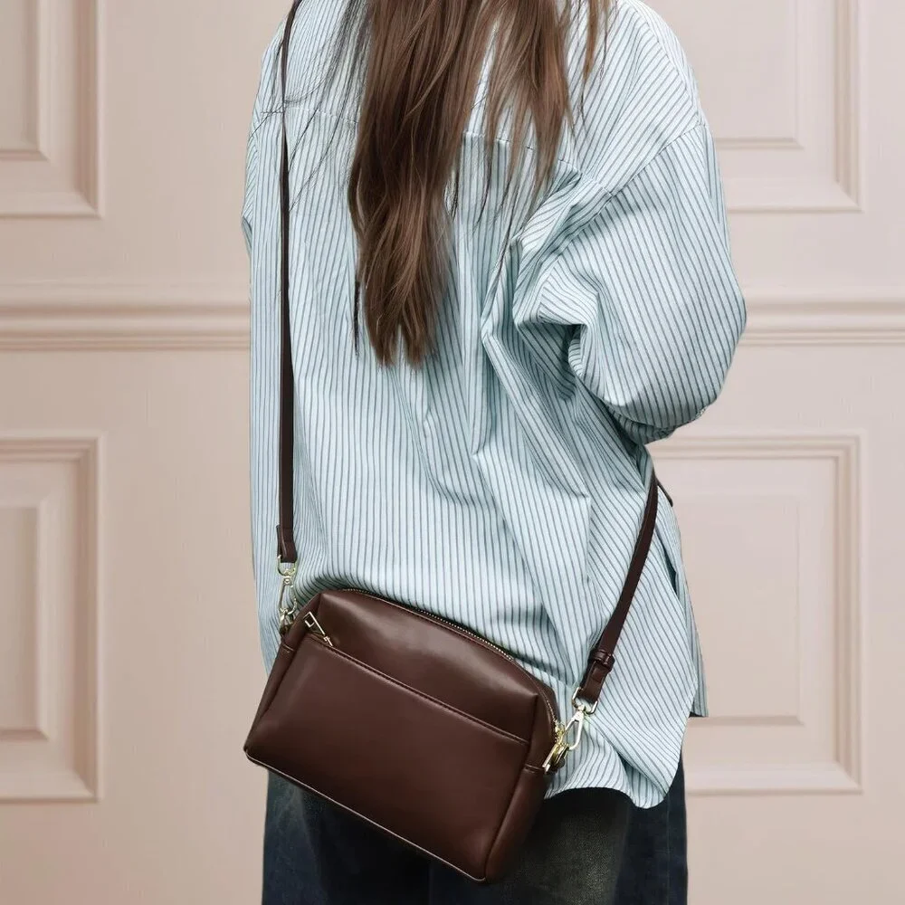 Vegan Leather Crossbody Bag Women Small Organizer Travel Purse